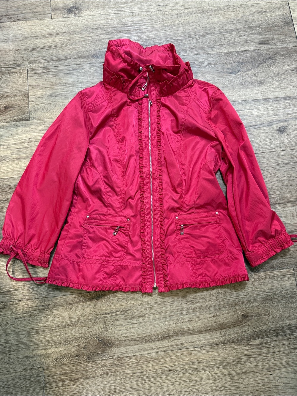 Y2K White House Black Market Hot Pink Hooded Rain Jacket